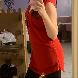 Elegant Sheer Red Sleeveless Top
